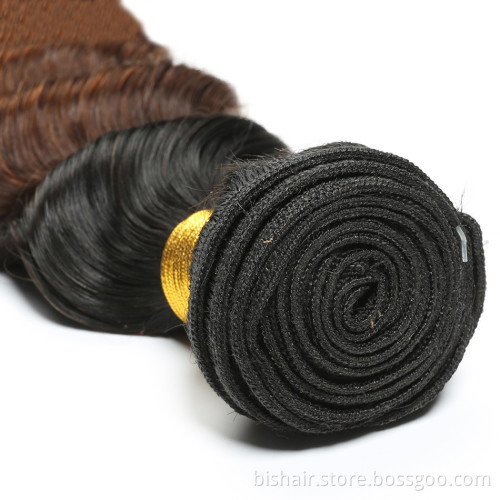Wholesale Ombre Loose Deep Wave Bundles 1B/4/30 Colored With Deep Curly Hair Ombre Hair Bundles Remy Brazilian Human Hair